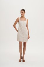 CALLIA BUTTONDOWN SHORT LINEN DRESS W SASH
