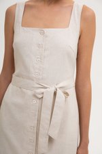 CALLIA BUTTONDOWN SHORT LINEN DRESS W SASH