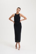 LYKKA RUCHED MESH MAXI DRESS