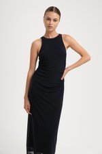 LYKKA RUCHED MESH MAXI DRESS