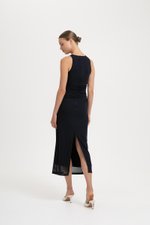 LYKKA RUCHED MESH MAXI DRESS