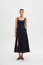 NALLA LINEN MIDI DRESS