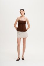 YASMINE RUCHED CAMI LINEN TOP
