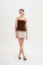 YASMINE RUCHED CAMI LINEN TOP
