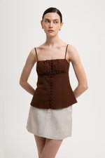 YASMINE RUCHED CAMI LINEN TOP