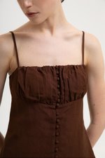 YASMINE RUCHED CAMI LINEN TOP