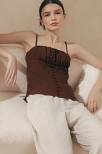 YASMINE RUCHED CAMI LINEN TOP