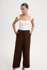 DIONNE DRAWSTRING WIDE LEG LINEN PANTS