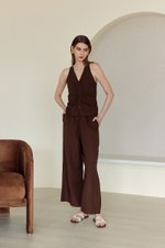 DIONNE DRAWSTRING WIDE LEG LINEN PANTS