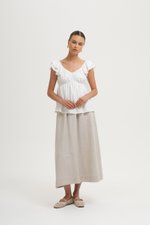 GABY FLUTTER SLEEVE BABY DOLL LINEN TOP