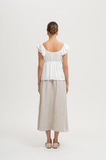 GABY FLUTTER SLEEVE BABY DOLL LINEN TOP