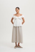 GABY FLUTTER SLEEVE BABY DOLL LINEN TOP