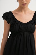 GABY FLUTTER SLEEVE BABY DOLL LINEN TOP