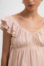 GABY FLUTTER SLEEVE BABY DOLL LINEN TOP