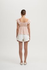 GABY FLUTTER SLEEVE BABY DOLL LINEN TOP