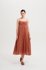 KAYLA RUCHED LINEN MAXI DRESS