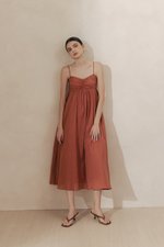 KAYLA RUCHED LINEN MAXI DRESS