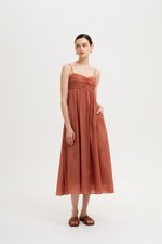 KAYLA RUCHED LINEN MAXI DRESS
