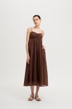 KAYLA RUCHED LINEN MAXI DRESS