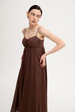 KAYLA RUCHED LINEN MAXI DRESS