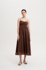 KAYLA RUCHED LINEN MAXI DRESS