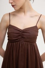 KAYLA RUCHED LINEN MAXI DRESS