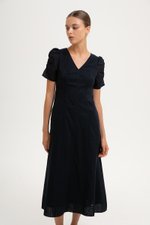 RAQUEL PUFF SLEEVE PANELLED LINEN DRESS RAQUEL PUFF SLEEVE PANELLED LINEN DRESS