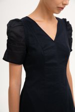 RAQUEL PUFF SLEEVE PANELLED LINEN DRESS RAQUEL PUFF SLEEVE PANELLED LINEN DRESS