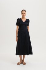 RAQUEL PUFF SLEEVE PANELLED LINEN DRESS RAQUEL PUFF SLEEVE PANELLED LINEN DRESS