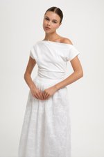 *BACKORDER 2* SAMIRA ASYMMETRIC RUCHED MODAL TEE