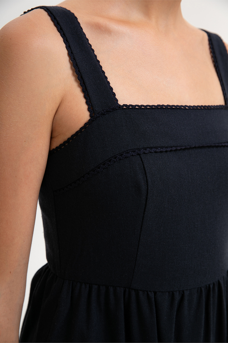 ODETTE LACE TRIM MIDI DRESS