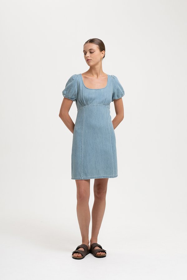 MYLIE PUFF SLEEVE DENIM DRESS
