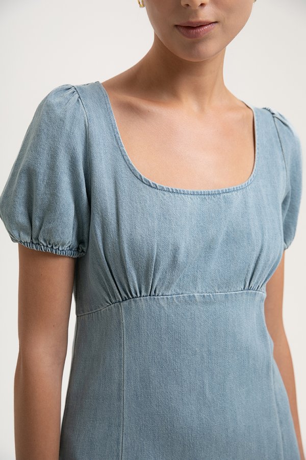 MYLIE PUFF SLEEVE DENIM DRESS