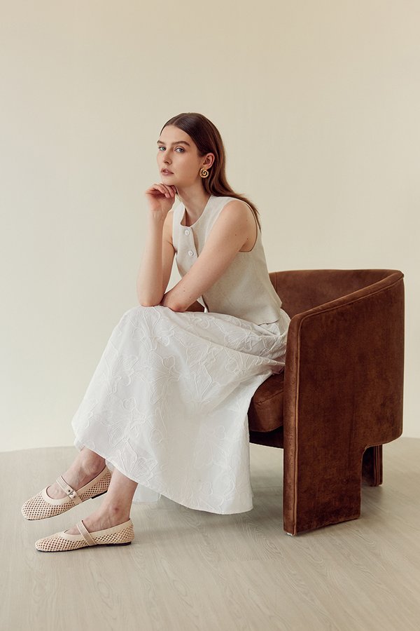 MARLI EMBROIDERED FLARE MAXI SKIRT