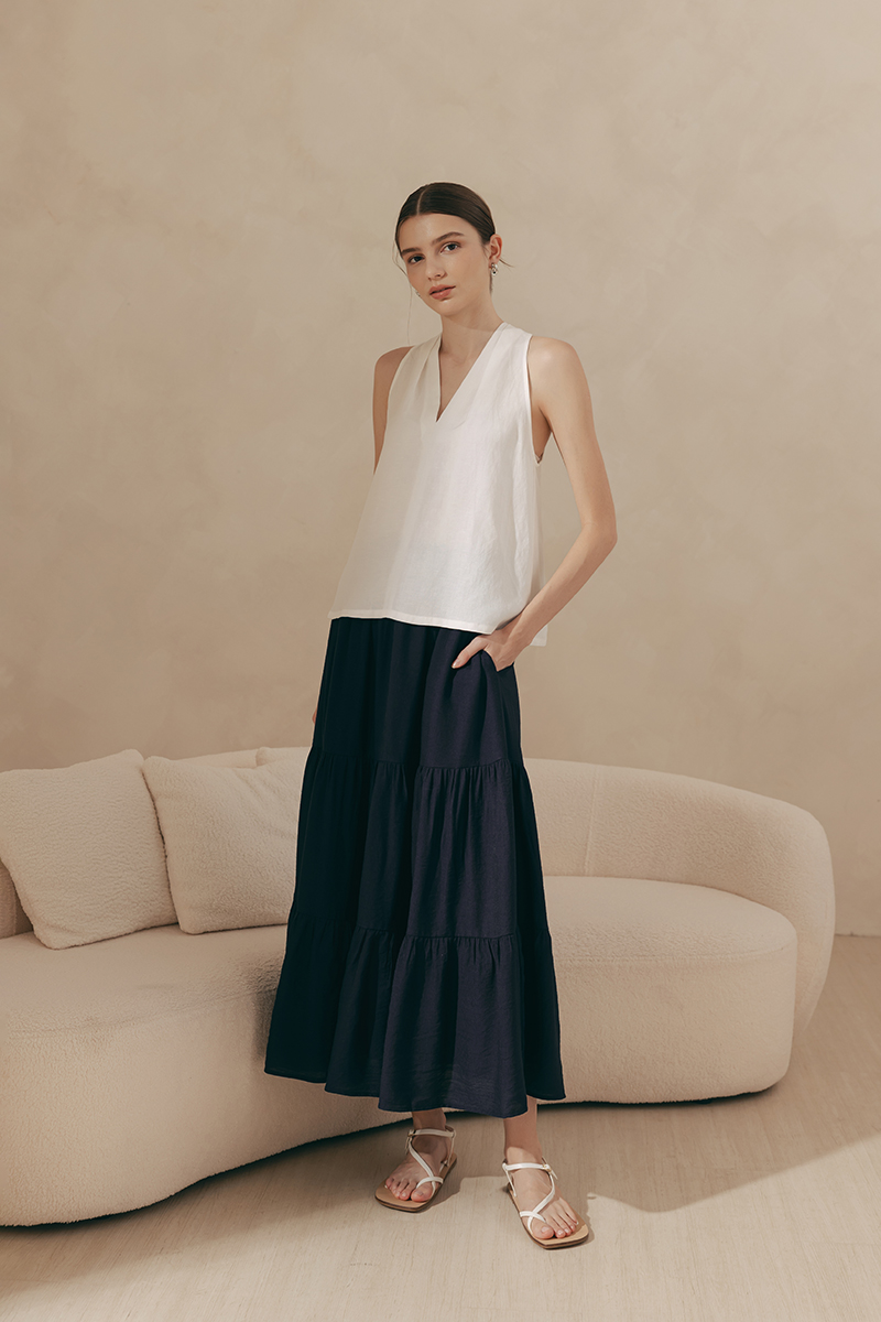 SEINE TIERED DRAWSTRING MAXI SKIRT