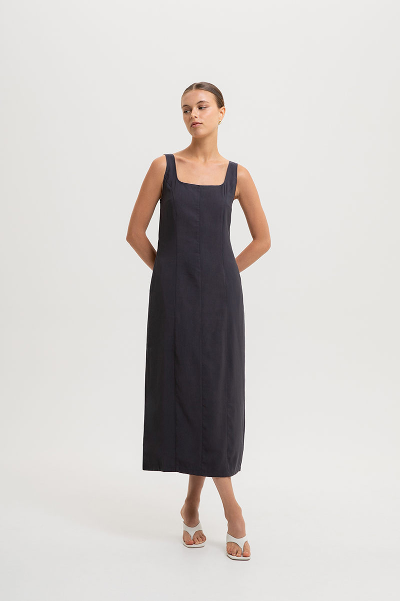 SLOANE PANELLED SQUARE NECK SLEEVELESS DRESS