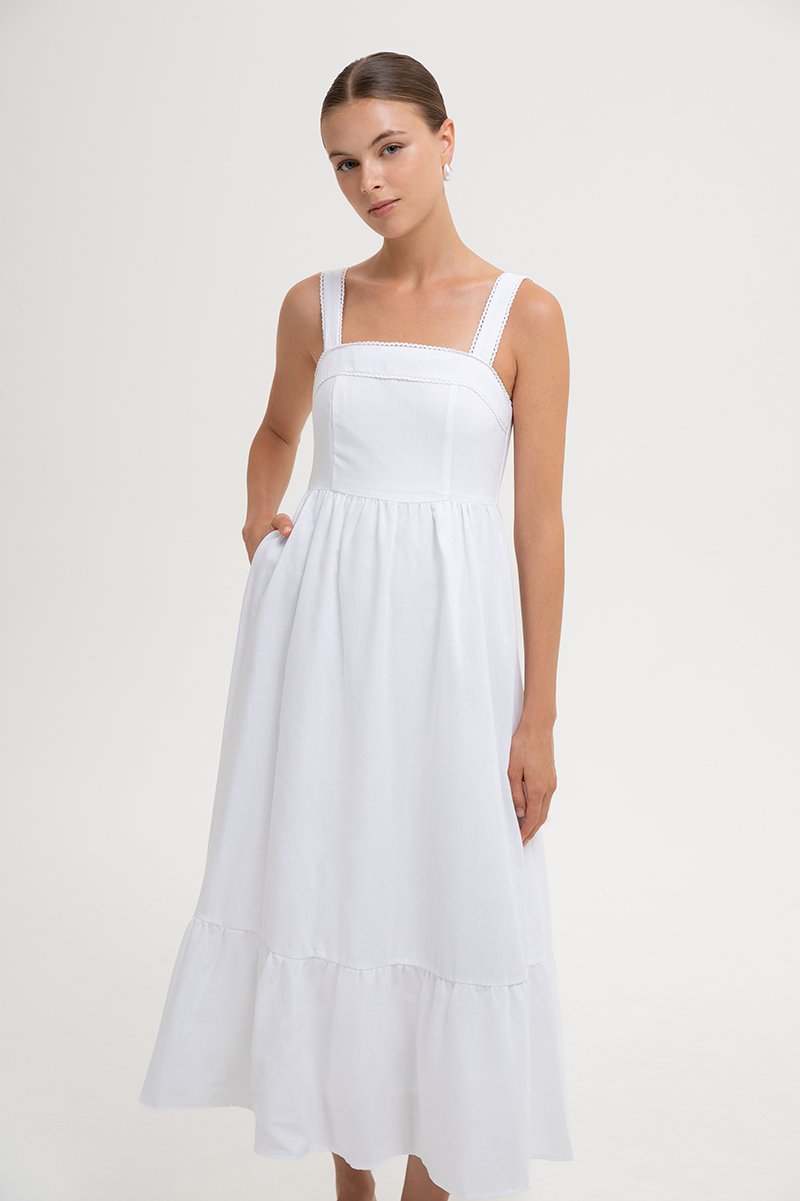 ODETTE LACE TRIM MIDI DRESS