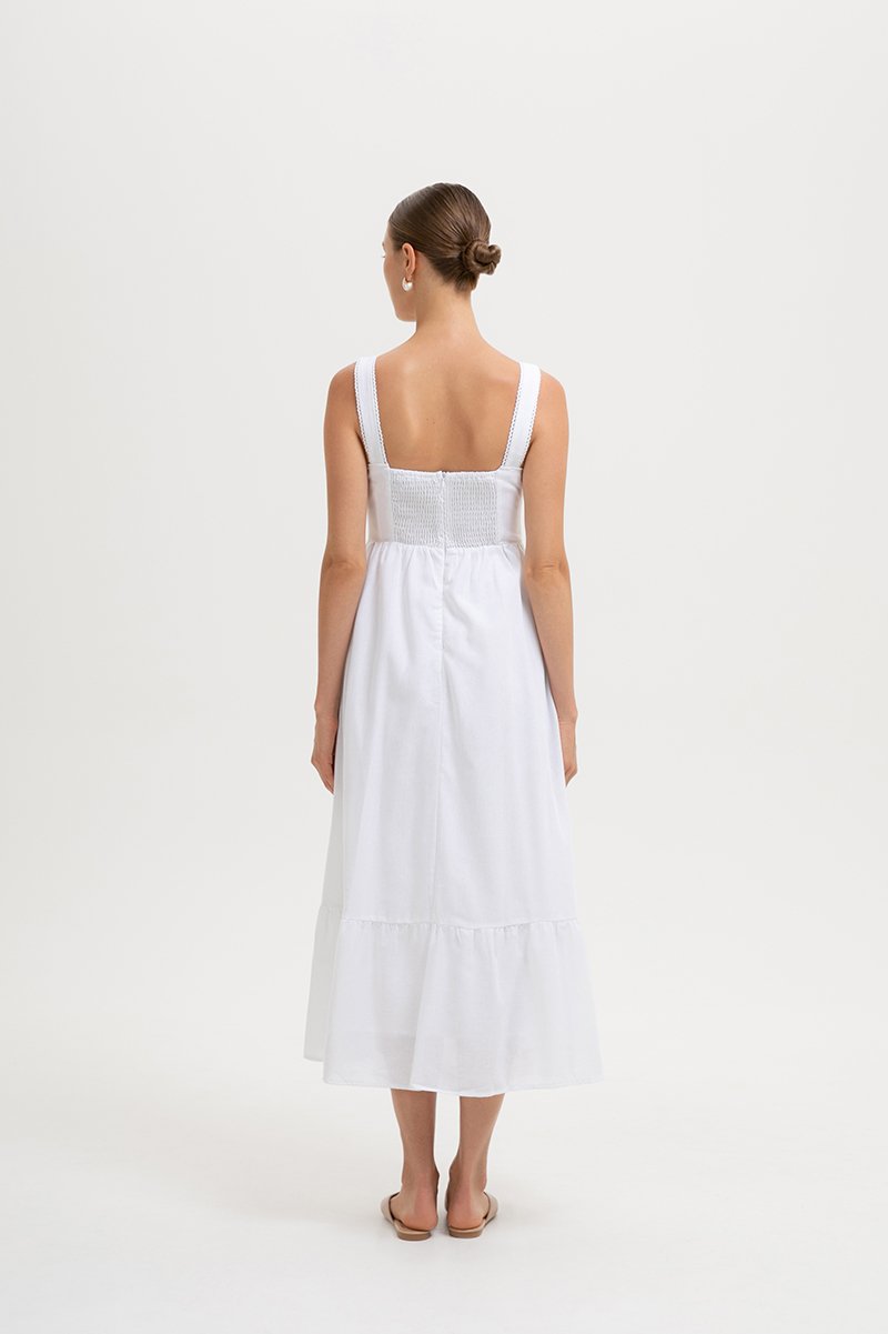 ODETTE LACE TRIM MIDI DRESS
