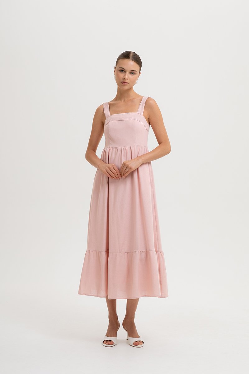 ODETTE LACE TRIM MIDI DRESS