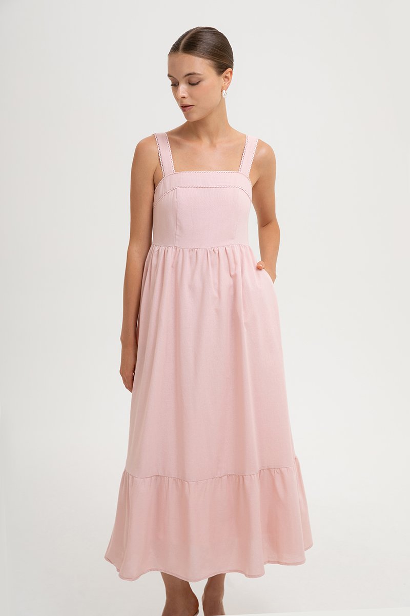 ODETTE LACE TRIM MIDI DRESS