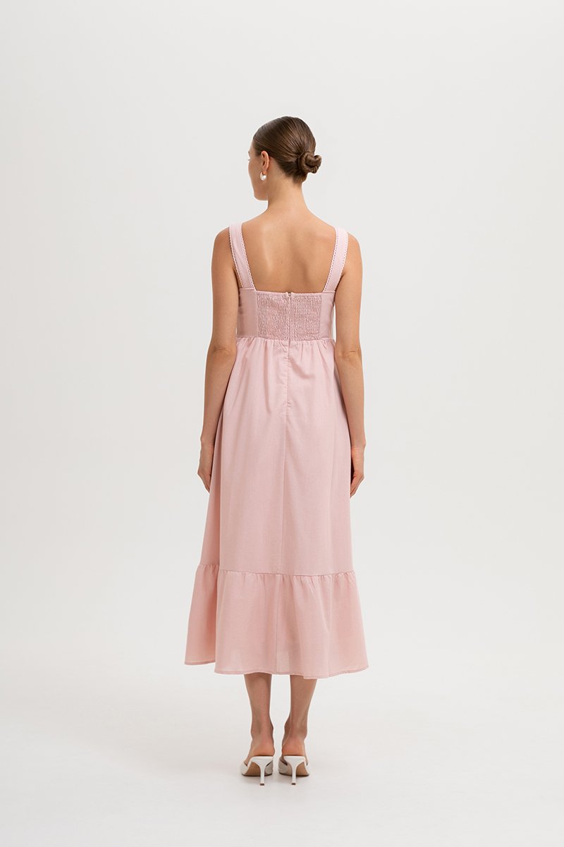ODETTE LACE TRIM MIDI DRESS