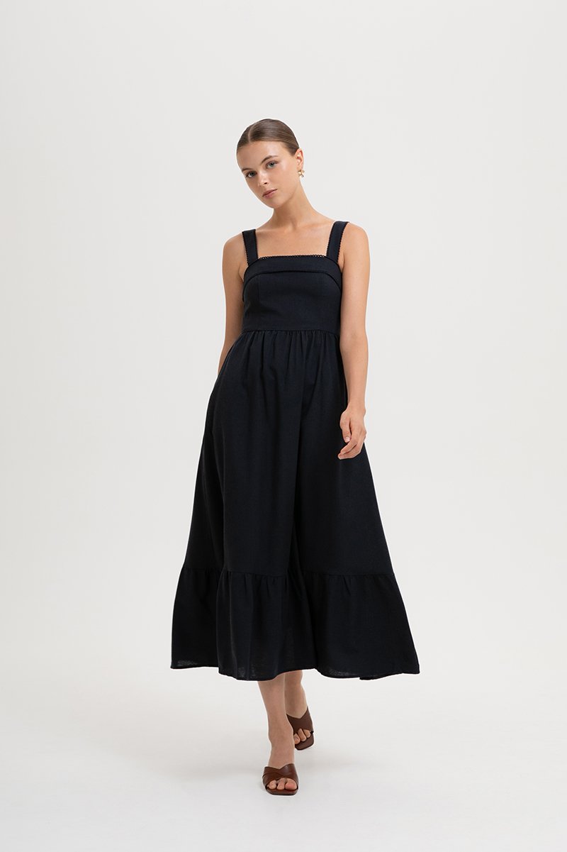 ODETTE LACE TRIM MIDI DRESS