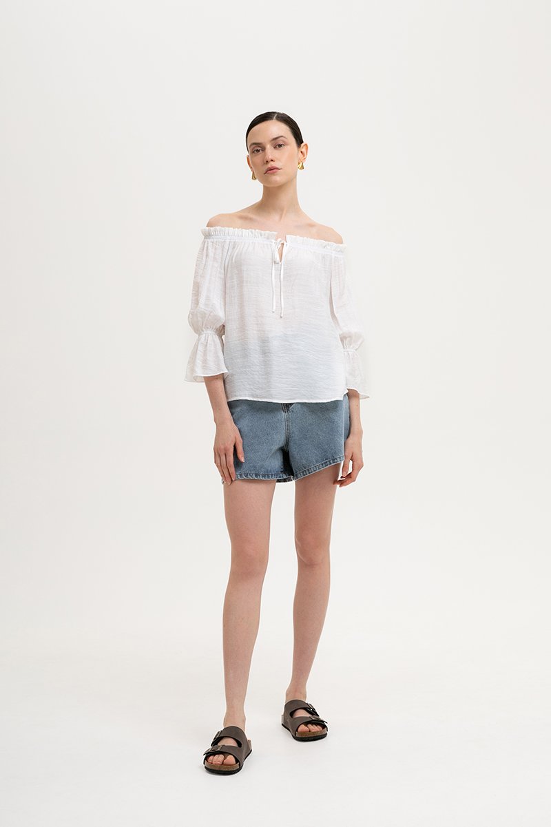 RUBY OFFSHOULDER BALLOON SLEEVE TOP