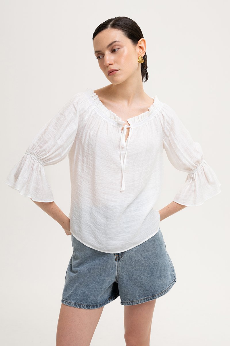 RUBY OFFSHOULDER BALLOON SLEEVE TOP