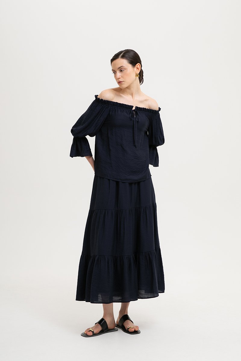 SEINE TIERED DRAWSTRING MAXI SKIRT