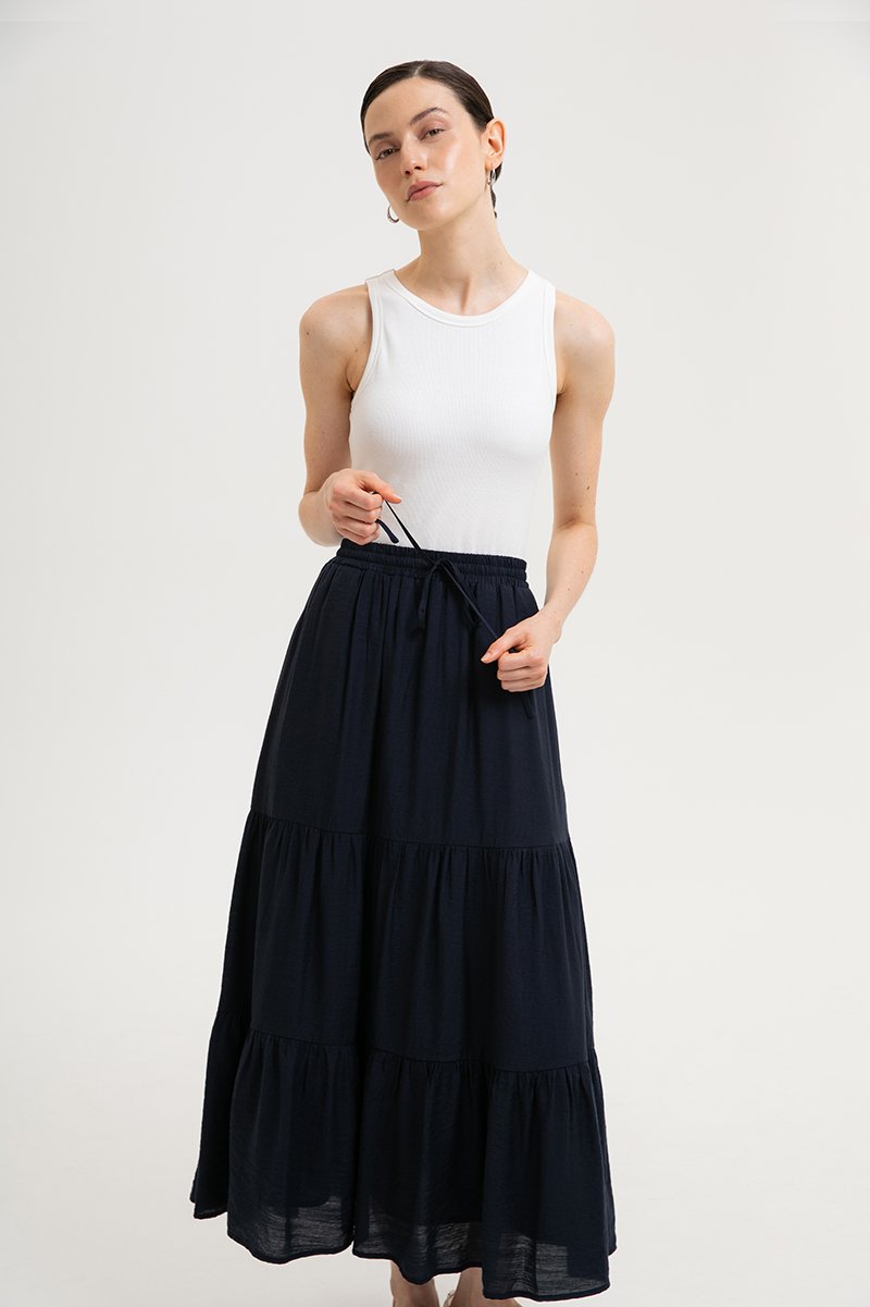 SEINE TIERED DRAWSTRING MAXI SKIRT