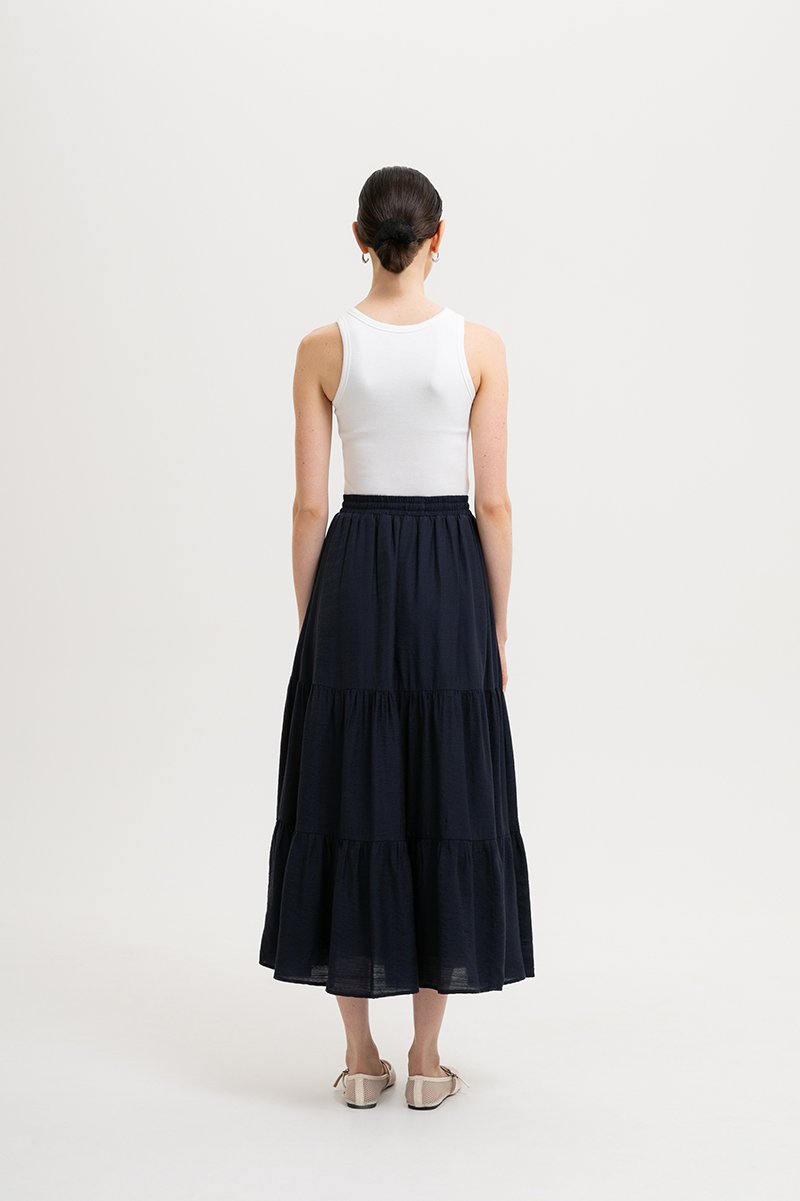SEINE TIERED DRAWSTRING MAXI SKIRT