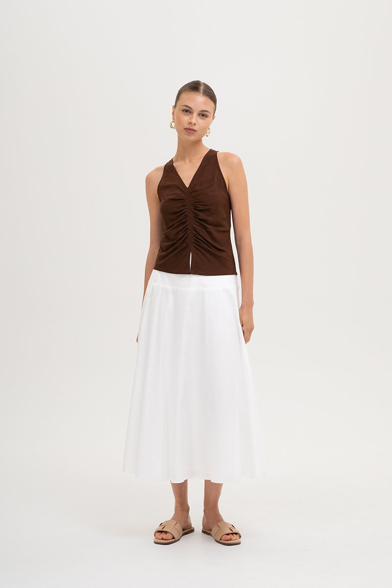 KATIYA RUCHED LINEN TOP