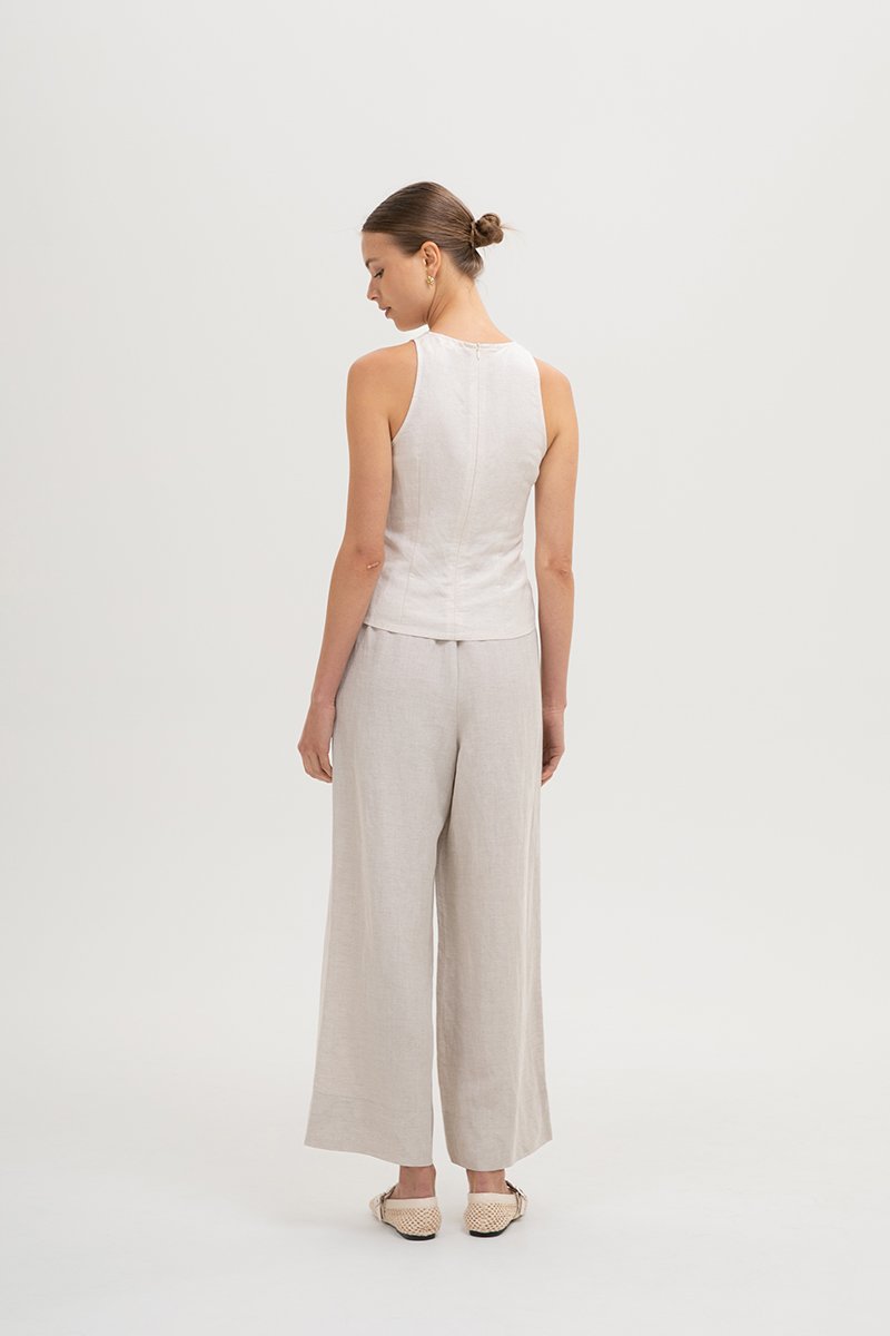 KATIYA RUCHED LINEN TOP