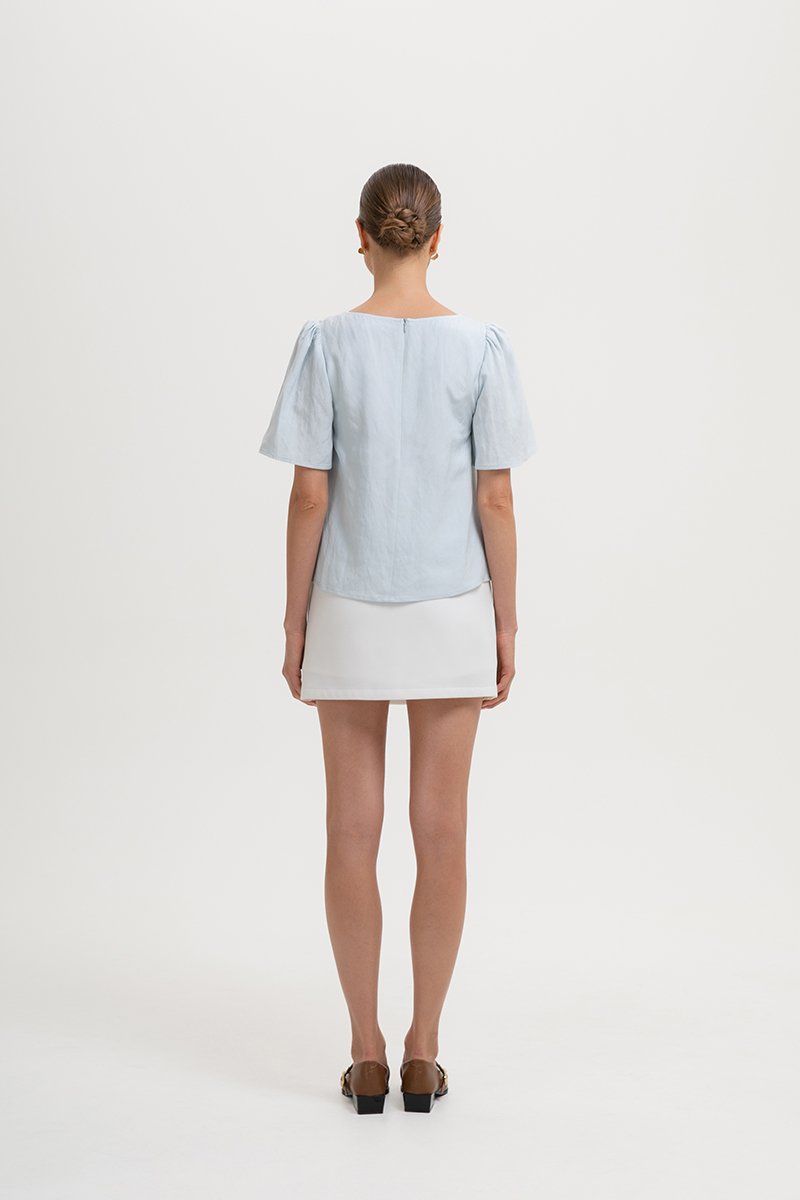 KANDY FLUTTER SLEEVE LINEN TOP